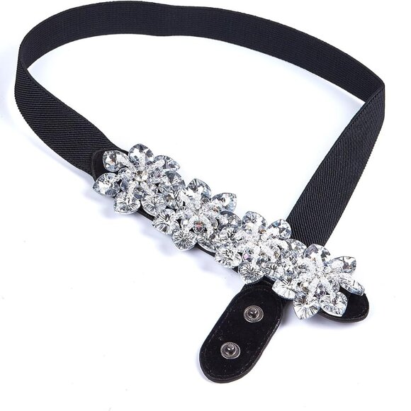 Elastic Rhinestone Belt for Women Wide Stretchy Dress Accessories Gift - Picture 3 of 6